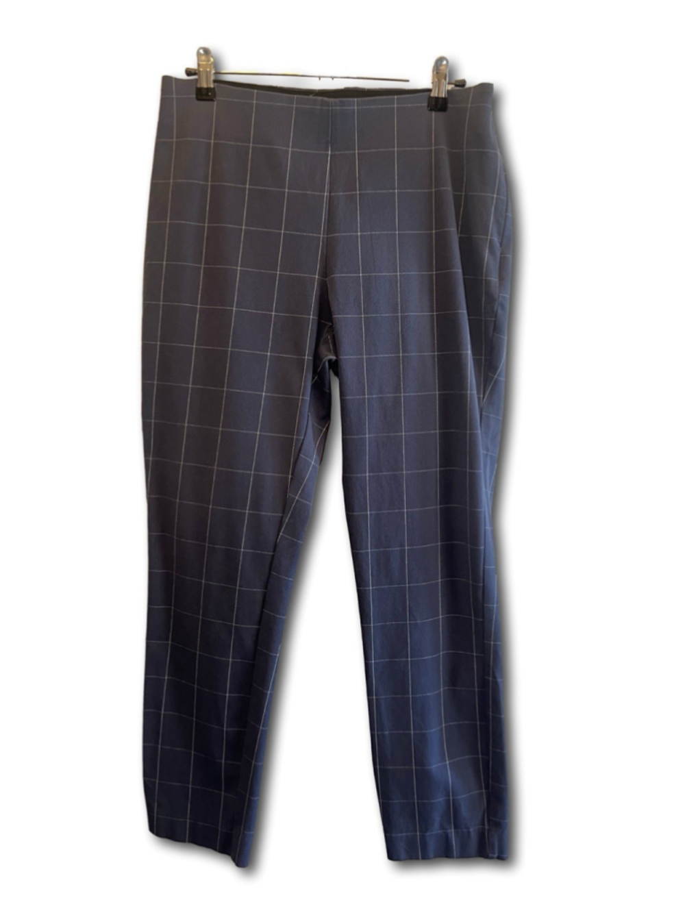 A New Day Women's Ankle Pants Side Zip Gray White Windowpane Plaid Size 10